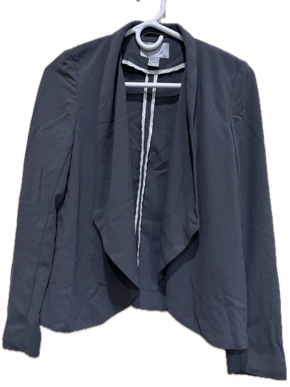 H&M Open Front Draped Blazer Jacket Charcoal Gray Women’s Size 2 EUC